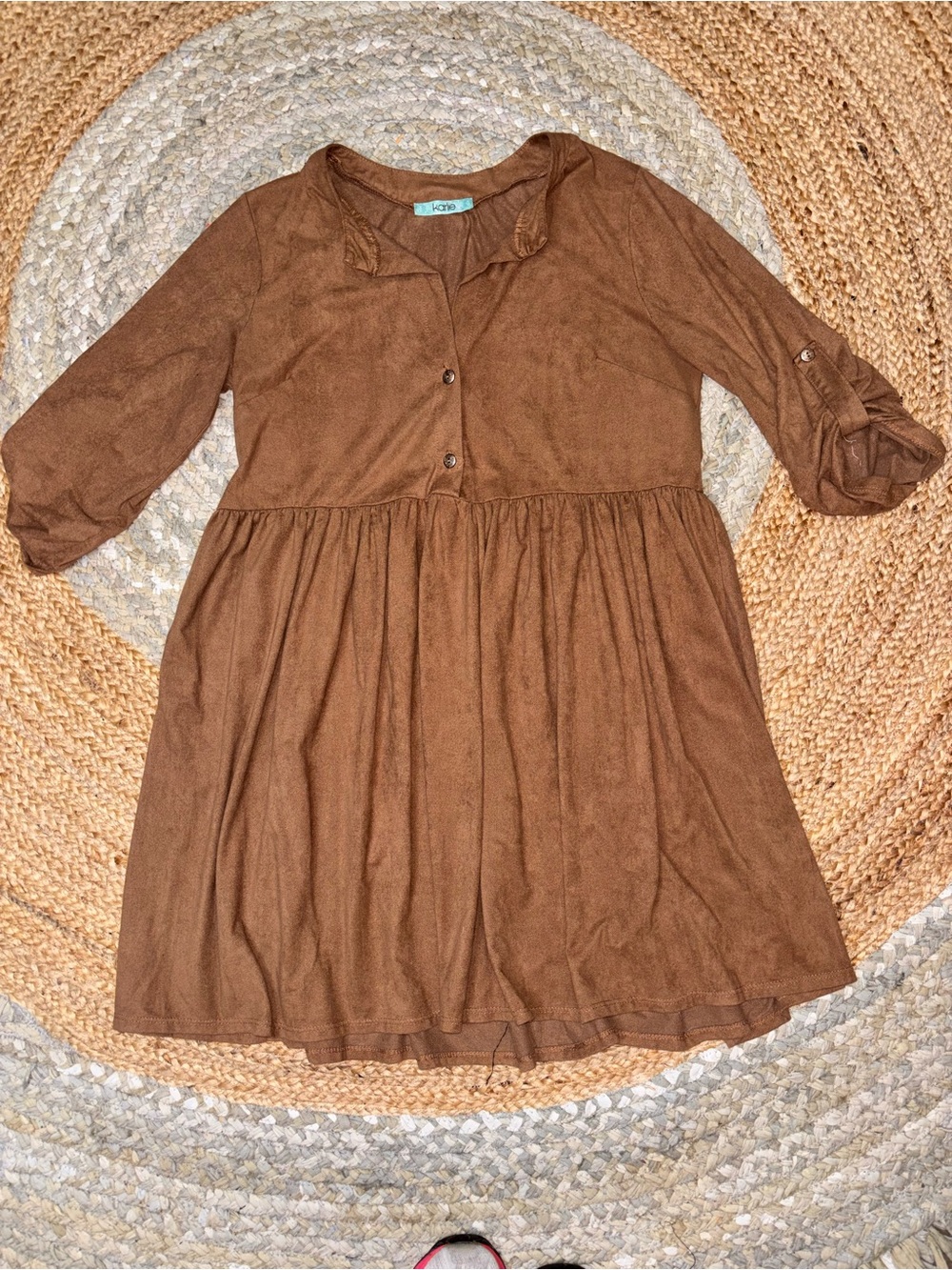 Karlie Brown Long-Sleeve Gathered Waist Dress